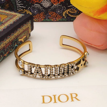 18K Dior J¡¯adior Open Cuff Crystals Bracelet