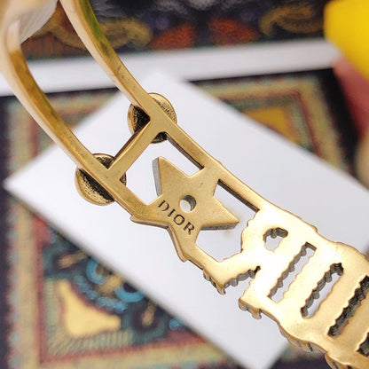 18K CD J¡¯adior Open Cuff Crystals Bracelet