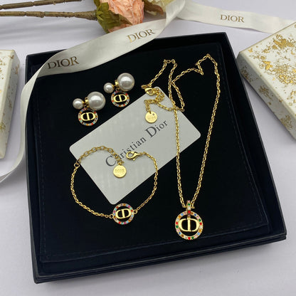 18K Petit CD Multicolor Crystals Necklace