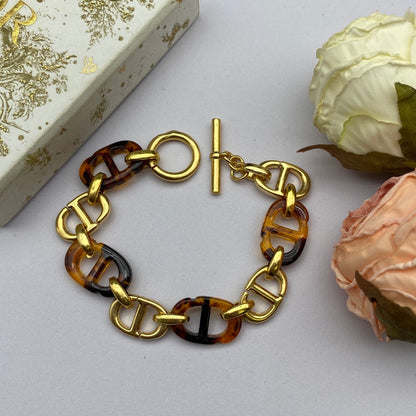 18K CD Navy Resin Bracelet