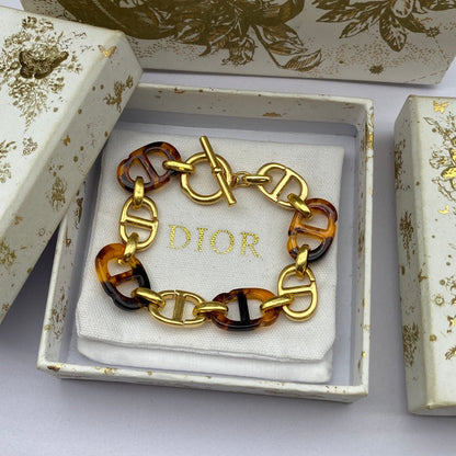 18K CD Navy Resin Bracelet