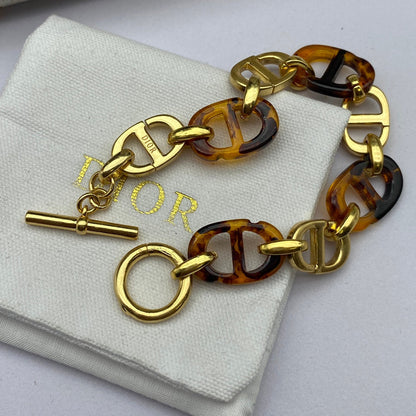 18K CD Navy Resin Bracelet