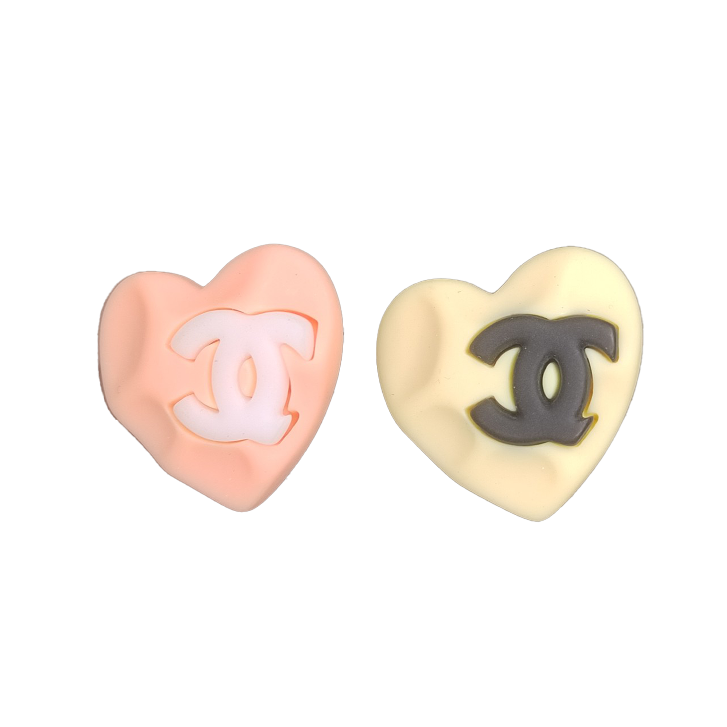 18k CHANEL CC Pink & Yellow Resin Earrings