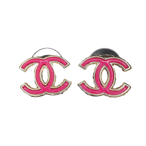 18k CHANEL CC Pink Earrings