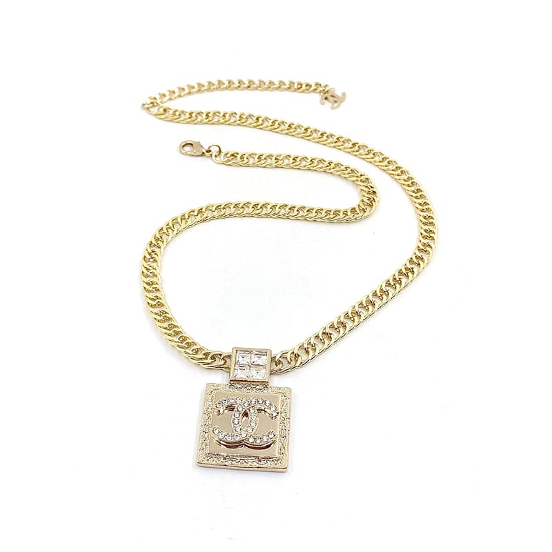 18K CC Metal & Diamant¨¦s Pendant Necklace