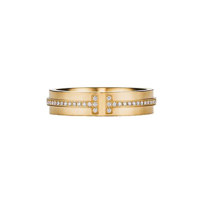 18K Yellow Gold T Narrow Diamond Ring