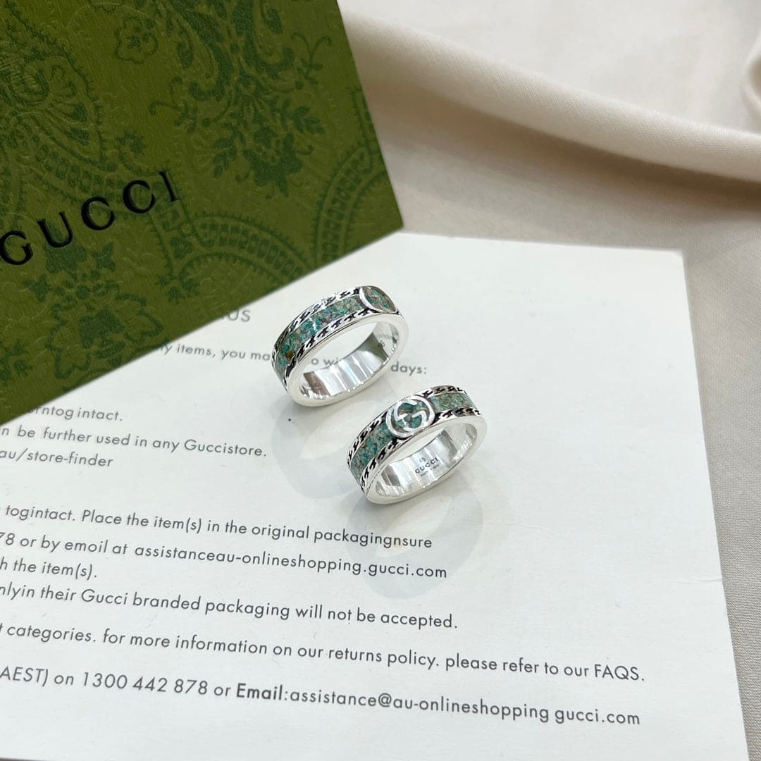 Double G Interlocking G Turquoise Ring