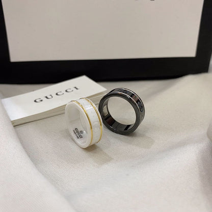 18K Double G Icon White Zirconia Ring