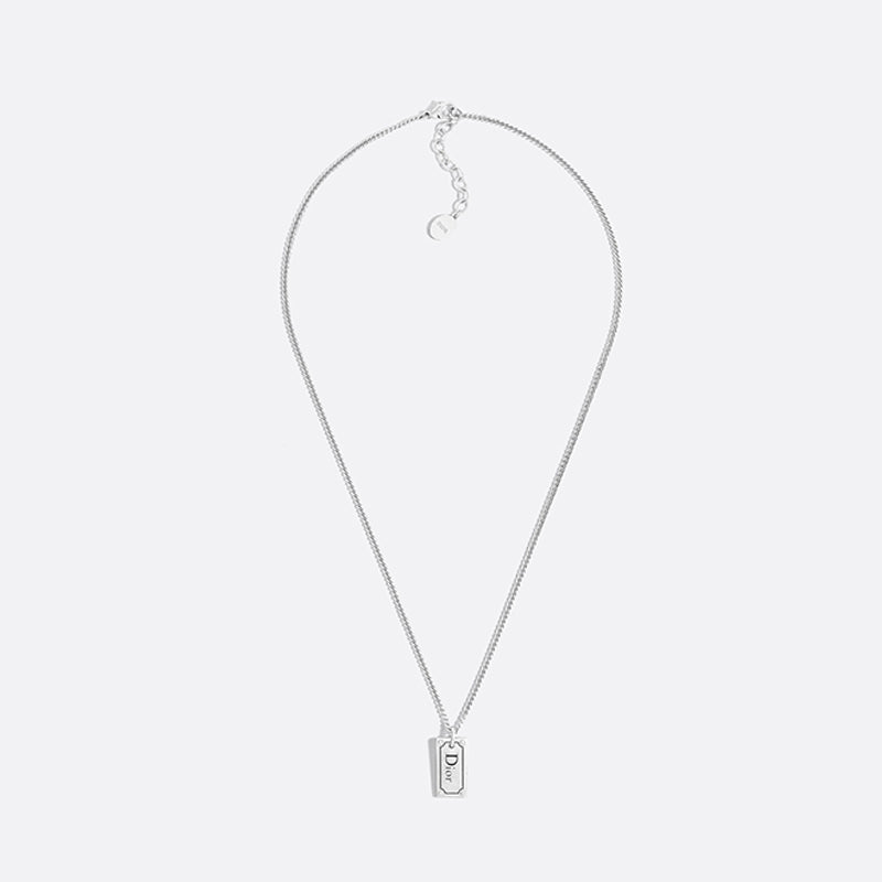 18K CD Oblique Plate Pendant Necklace