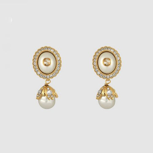 18K Double G Flower Pearl Earrings
