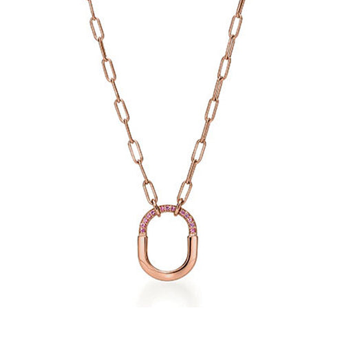 18K T Lock Pink Pav¨¦ Diamonds Necklace