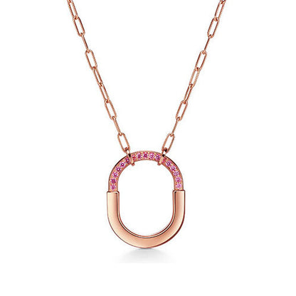 18K T Lock Pink Pav¨¦ Diamonds Necklace