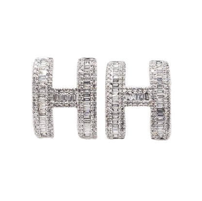 18K Pop H Diamonds Earrings