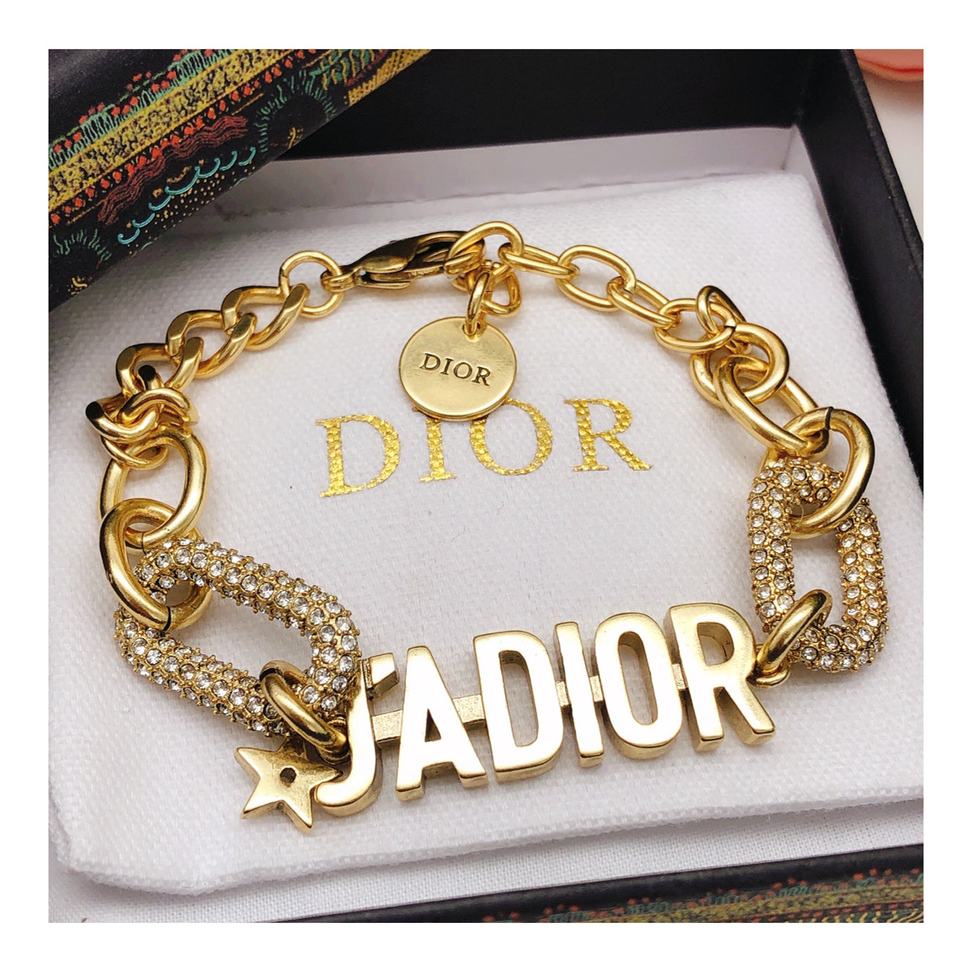 18K CD J'adior Chain Link Bracelet