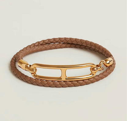 18K Roulis Double Tour Brown H Bracelet