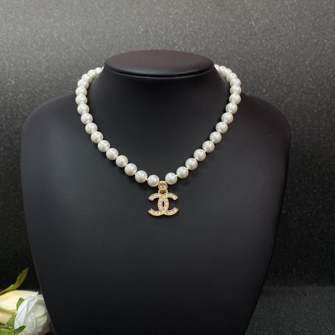 18K CC Pearl Chain Necklace