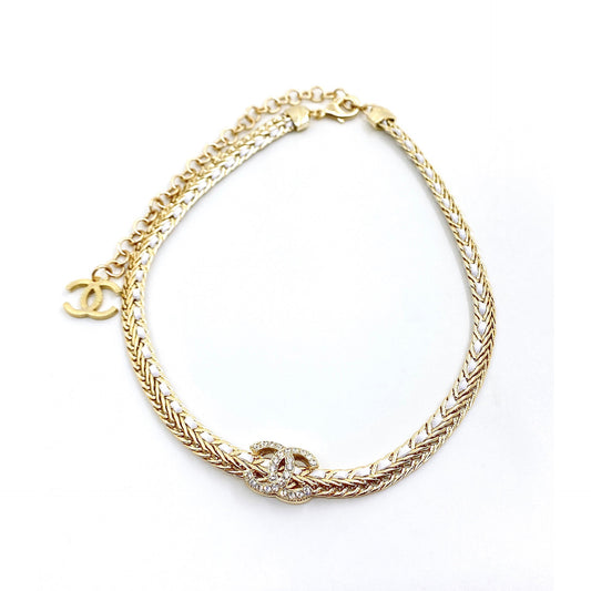 18K CHANEL CC Diamonds Choker Necklace