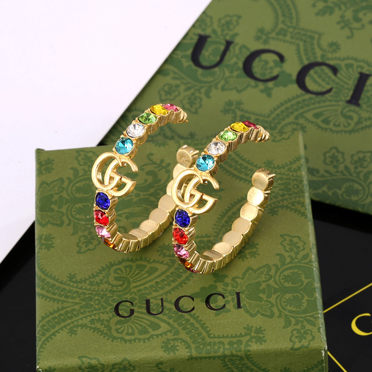 18K GUCCI Double G Circle Earrings