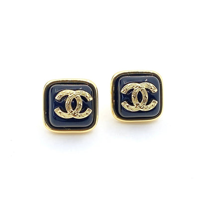 18k CHANEL Square Resin Earrings