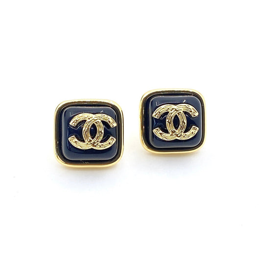 18k CHANEL Square Resin Earrings
