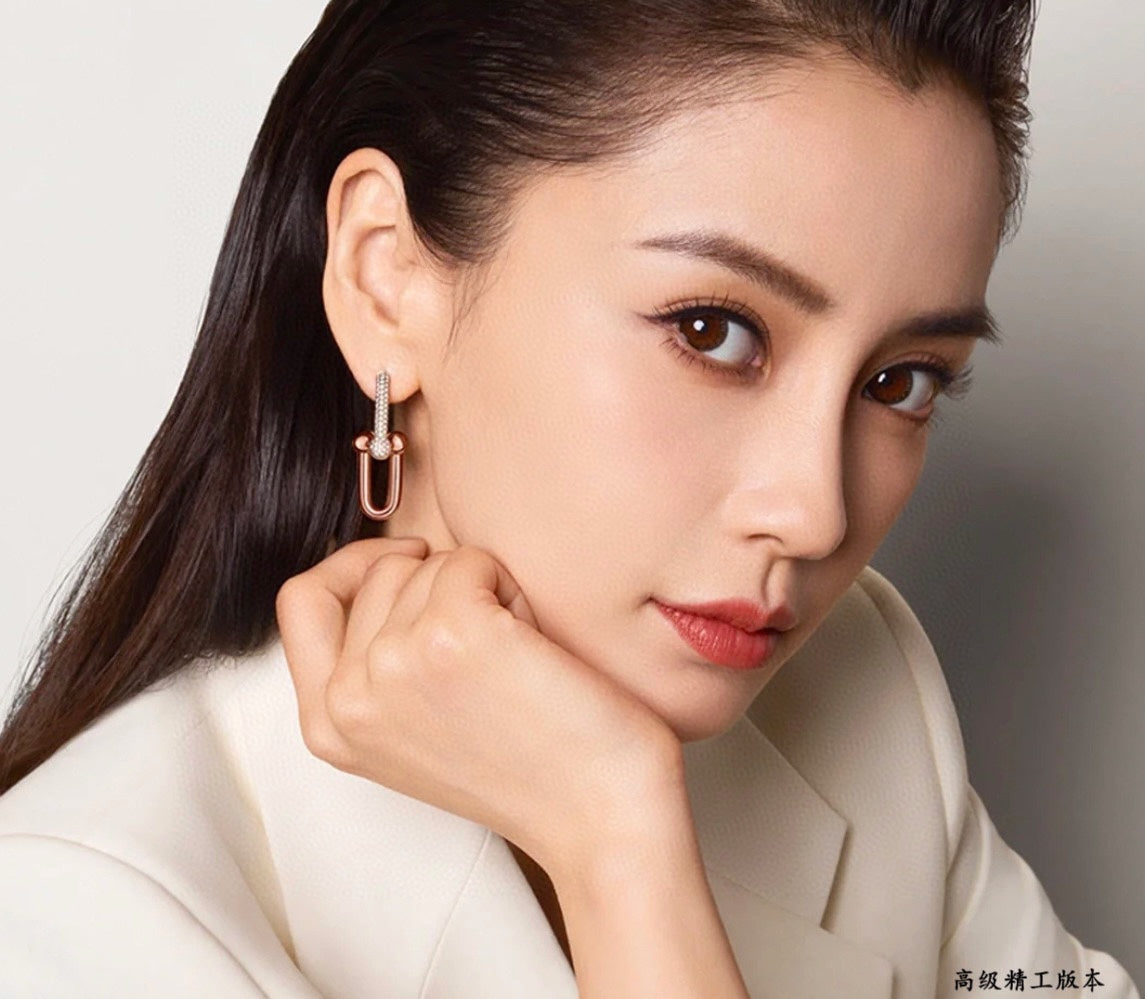 18K T HardWear Large Link Diamonds Earrings