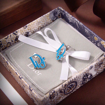 18K CD Blue Earrings