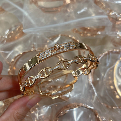 18K Kelly Double Tour Diamond H Bracelet