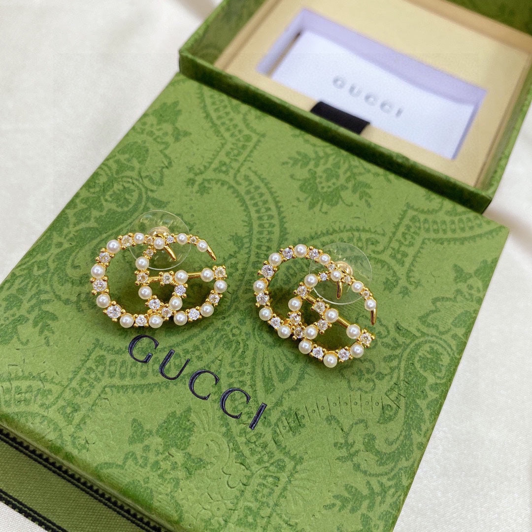 18K Double G Pearls Earrings