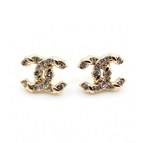 18K CHANEL CC Full Crystals Earrings