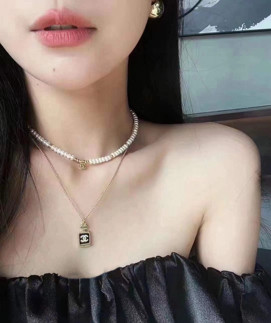 18K CC Perfume Bottle Necklace