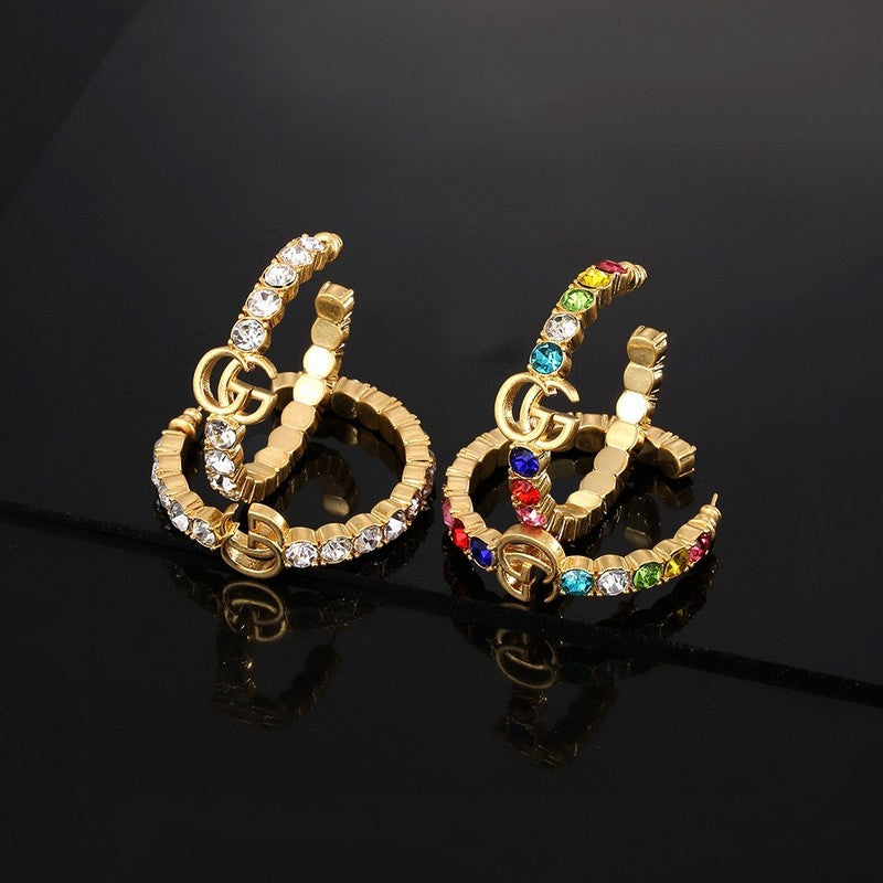 18K Double G Color Crystal Earrings