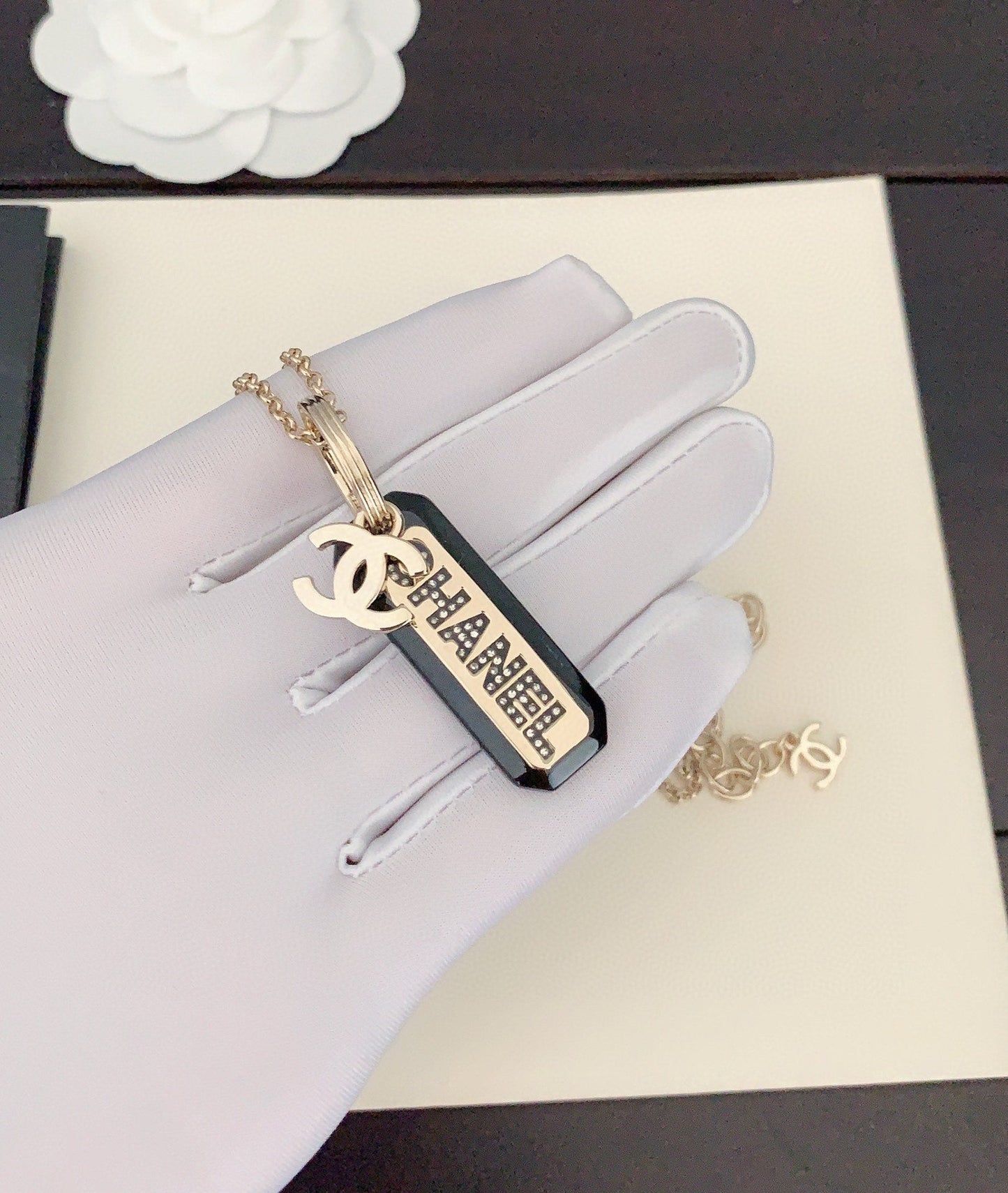 18K CC Black Plate Chain Necklace