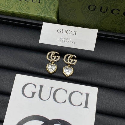 18K Double G Crystal Pendant Earrings