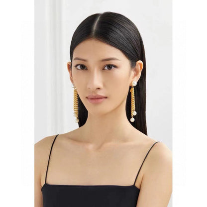 18K Triomphe Pearls Long Earrings