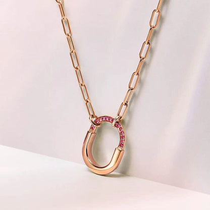 18K T Lock Pink Pav¨¦ Diamonds Necklace