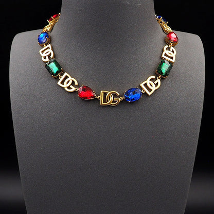 18K DG Crystals Choker Necklace