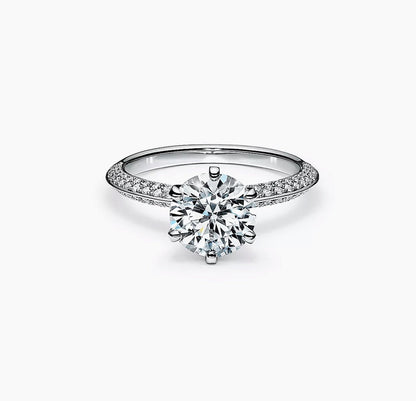 18K T Pav¨¦ Tiffany Setting Engagement Ring