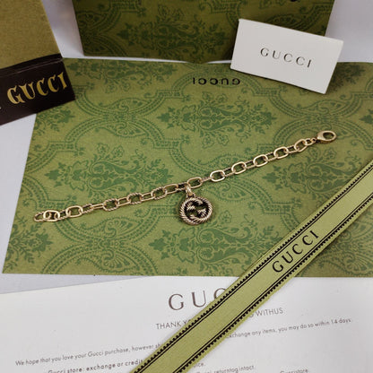 18K Double G Striped Pendant Bracelet