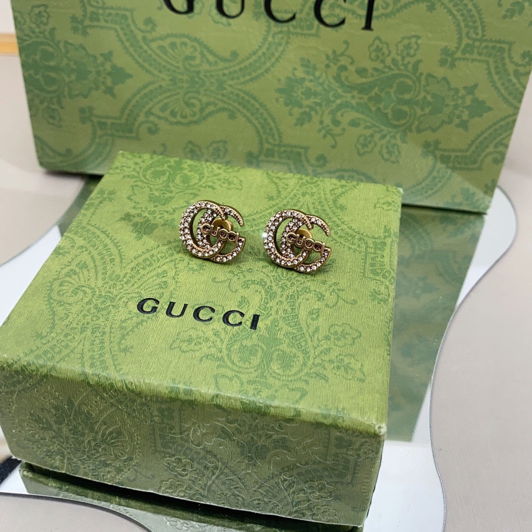 18K Double G Logo Diamonds Earrings