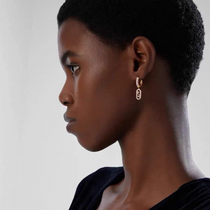 18K F OLock Earrings