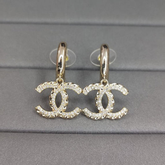 18K CC Diamond Pendant Earrings