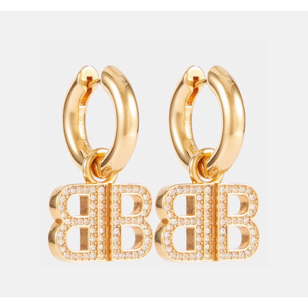 18K Balenciaga BB Pendant Earrings