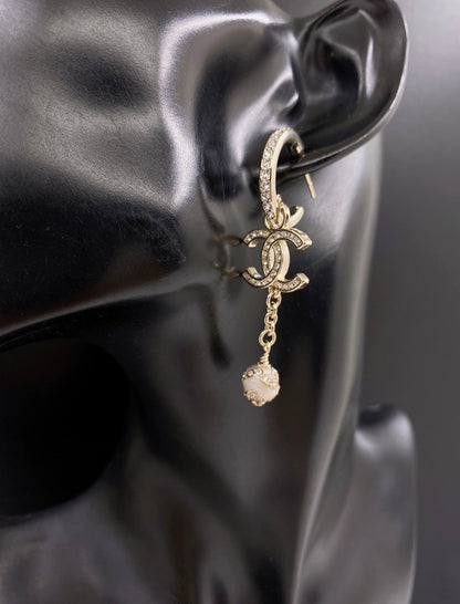 18K CC Star Pearls Pendant Earrings