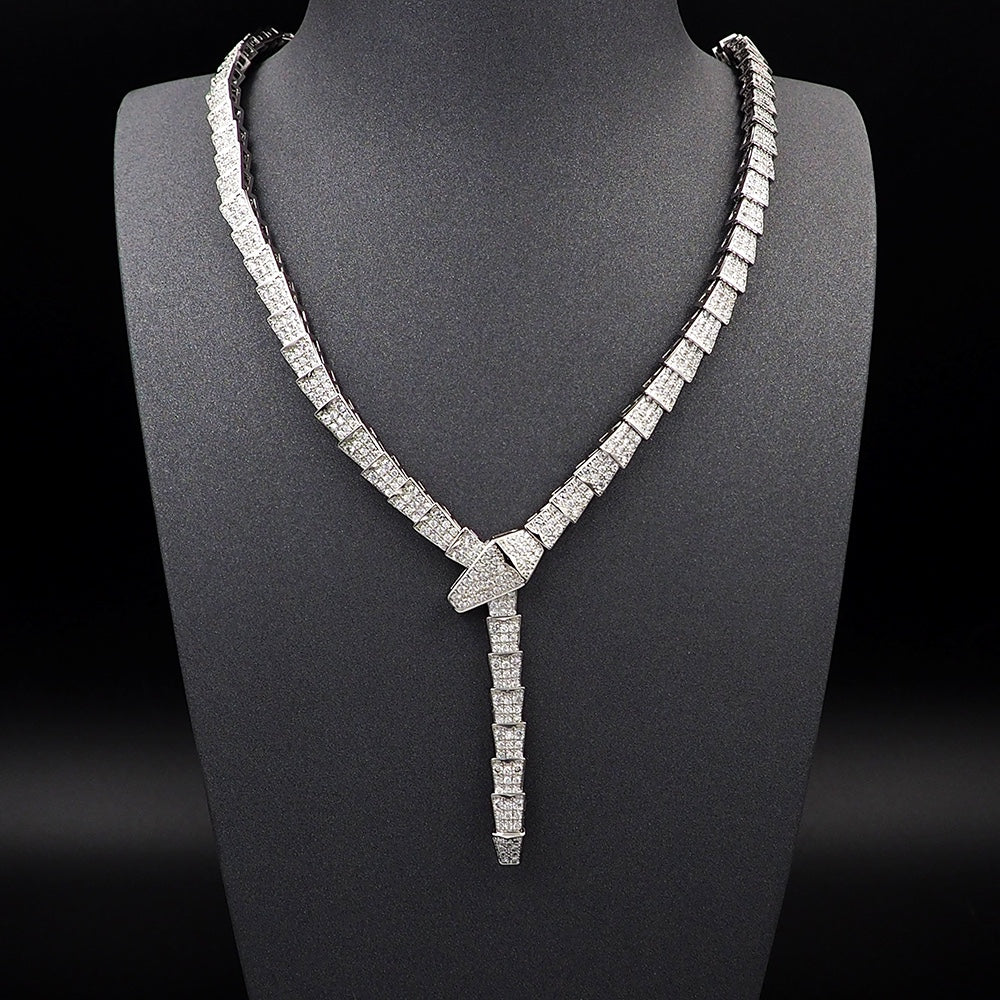 18K BV Serpenti Viper Full Pav¨¦ Diamonds Necklace