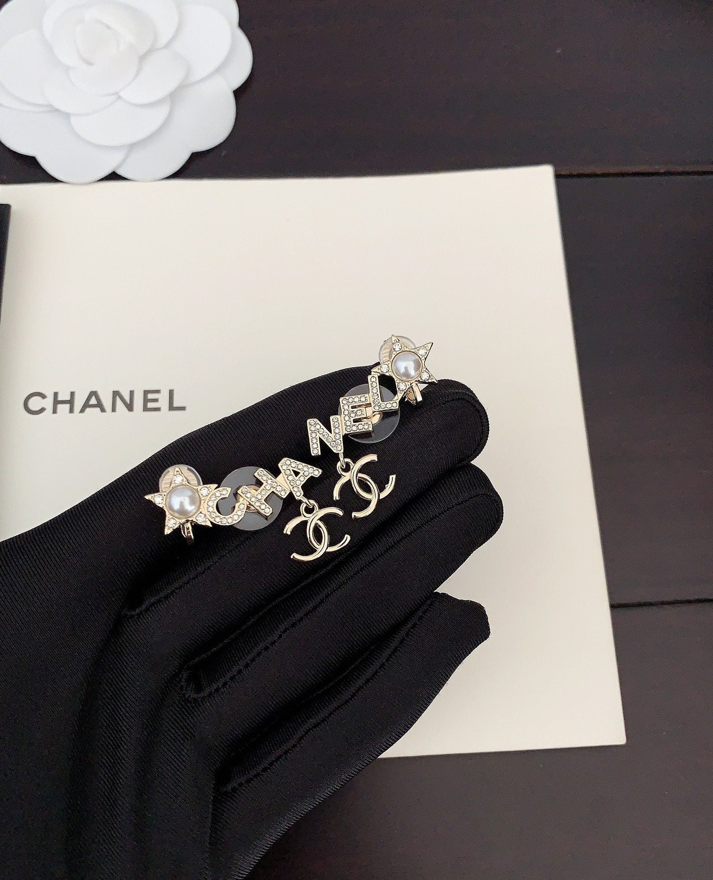 18K CC Script Diamonds Earrings