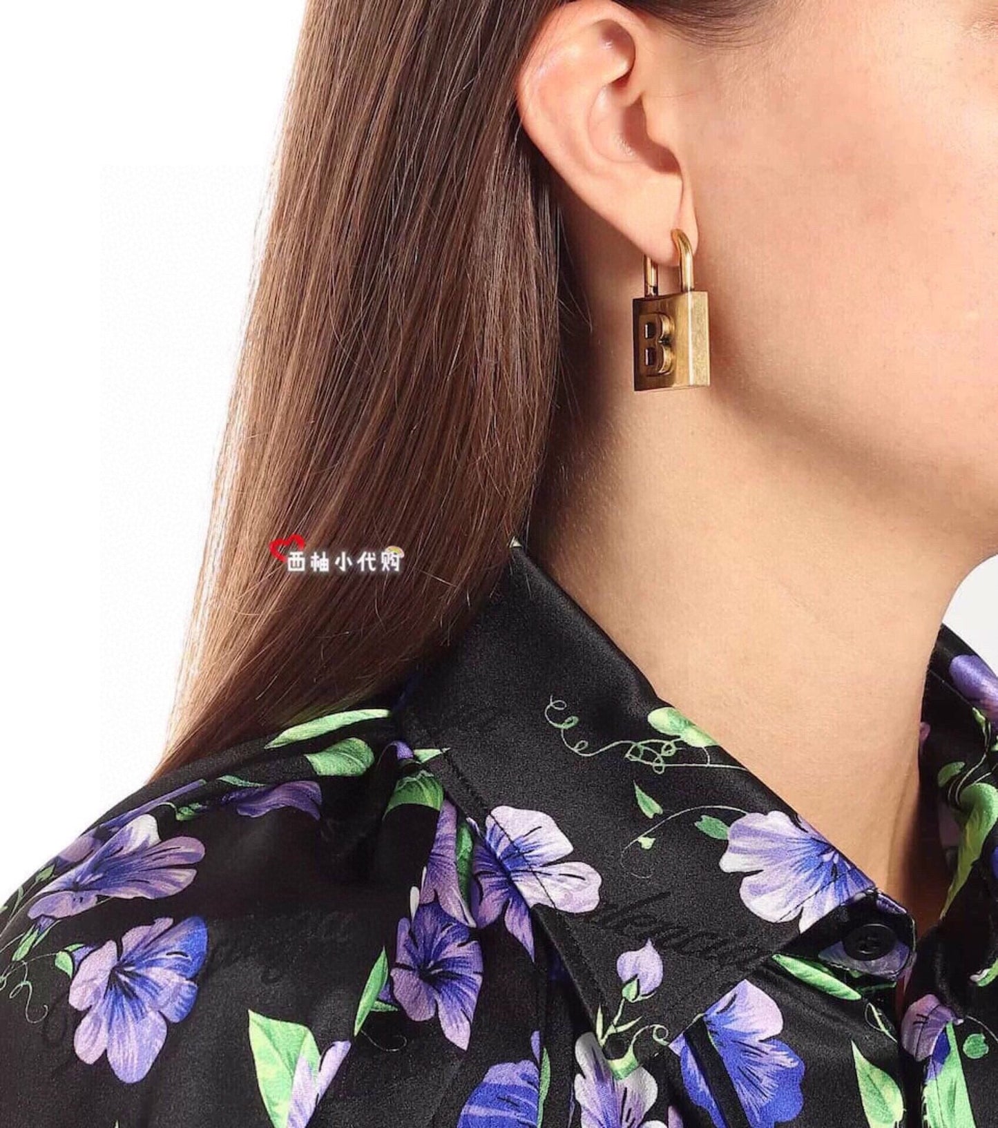 18K BB Gold Small Lock Earrings