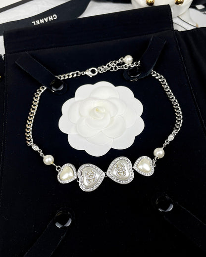 18K CC Heart Crystals Necklace