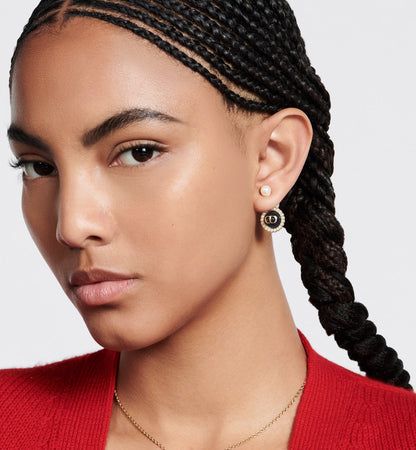 18K CD Black Pearls Earrings