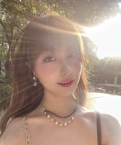 18K CC Pearls & Leather Necklace