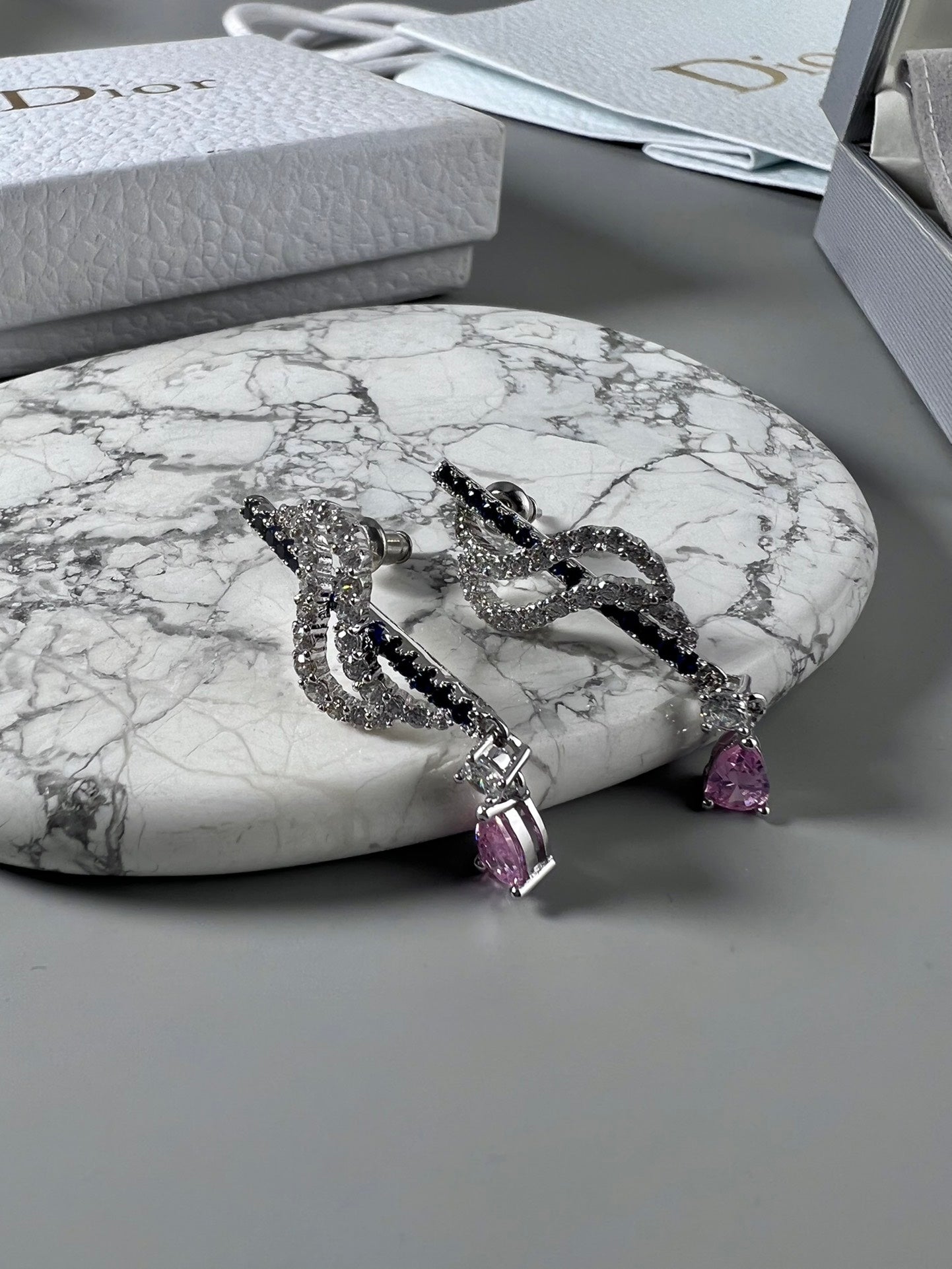 18K CD Vintage Purple Crystal Earrings